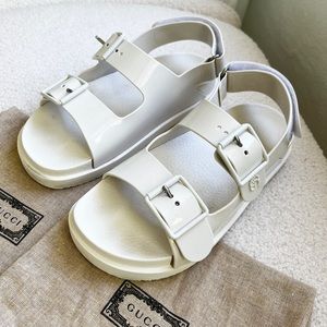 Gucci White GG Dad Logo Sandals - Size 8
